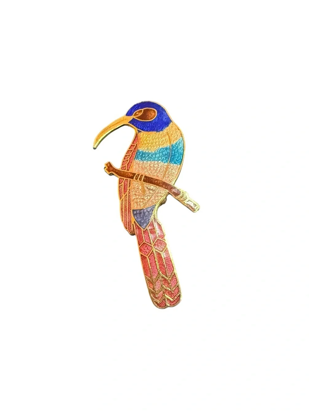 Vintage Cloisonné Toucan Brooch Colorful Enamel Tropical Bird Pin